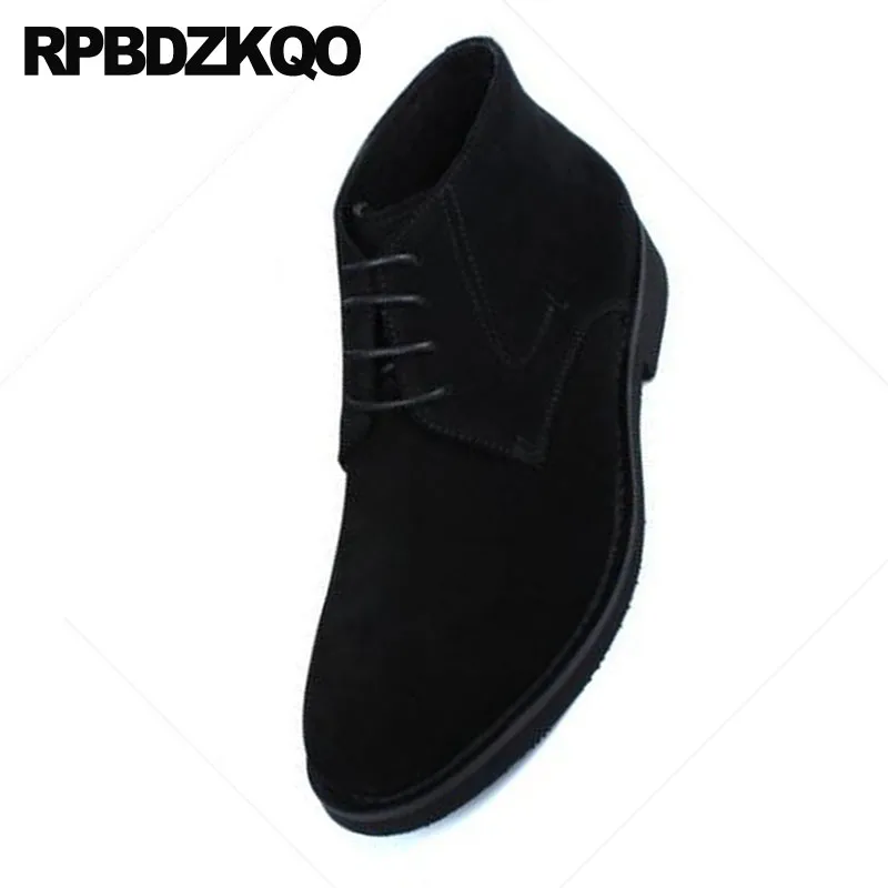 Botines Calidad Partido Los Hombres Otoño Alta Zapatos Diseñador Vestido Formal Lace Genuino De Suede Black Oxford brown Business Cuero Up Grueso fqwp8xnF