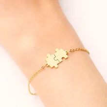 DOTIFI браслет из нержавеющей стали для женщин золотистого и серебристого цвета Puzzle Pulseira Feminina Lover's обручальные ювелирные изделия