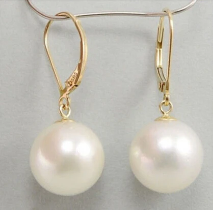 

xiuli 00522 NATURAL AAA 10-11MM SOUTH SEA WHITE PEARL EARRING 14KGP