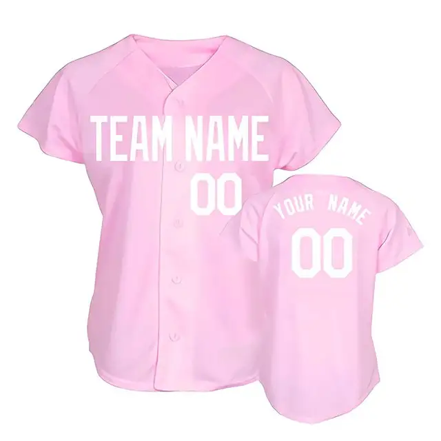 Custom Women's Pink Baseball Softball Jersey with Embroidered Any High