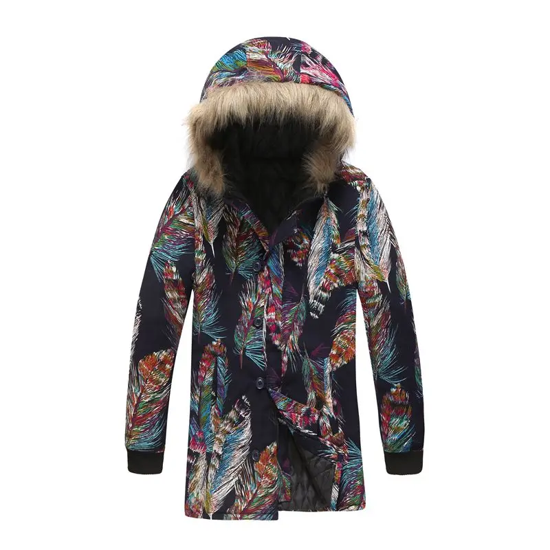 

MJARTORIA 2019 New Leather Print Fashion Style Winter Male With Fur Hood Warm Men's Clothing Casual Thickening Parkas
