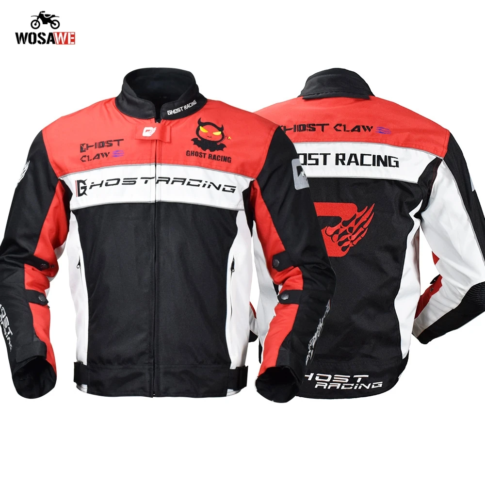 

GHOST RACING Motorcycle Jacket 5 PCS Back Protector Motocross Protection Jacket Motorbike Riding Jacket Reflective Windproof