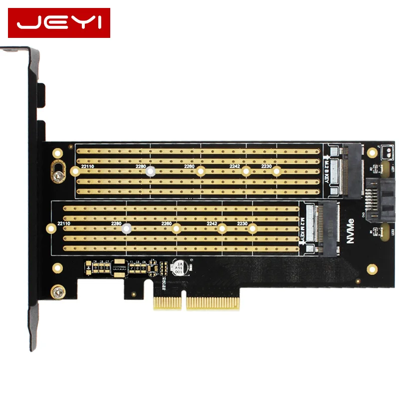 JEYI SK6 M.2 NVMe SSD NGFF к PCIE X4 адаптер M ключ B ключ двойной интерфейс карты Suppor PCI Express 3,0x4 2230-22110 все размеры m.2 - Цвет: Белый