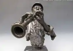 Африка Искусство Чистая Бронзовый Резные саксофон саксофон Статуя Человека