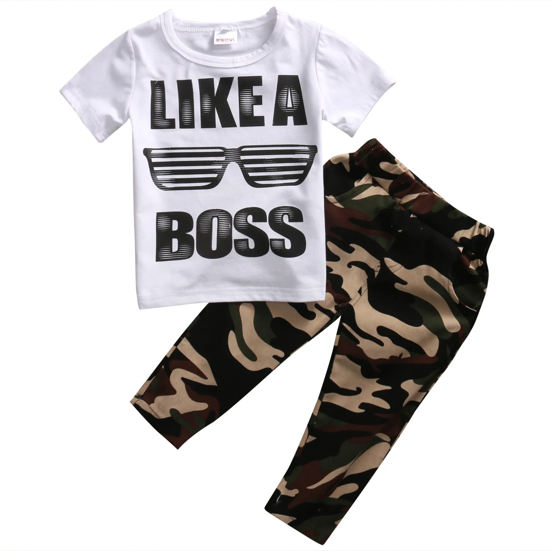 

Newborn Toddler Kids Baby Boys Outfits Set Children Cotton Short Sleeve T-shirt Tops + Camouflage Pants 2pcs Clothing Sets