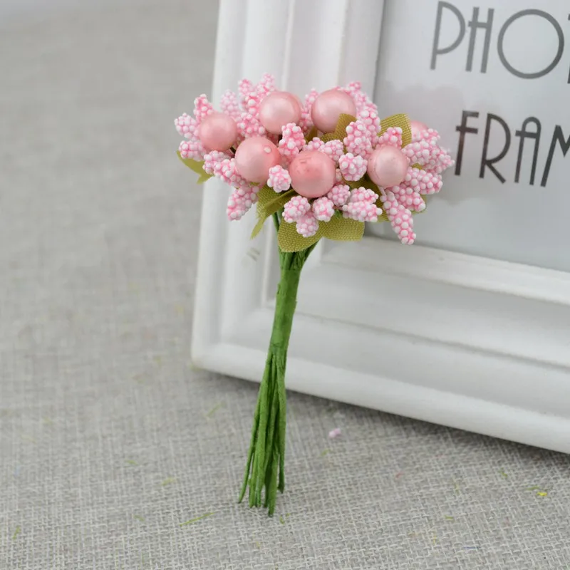 10 шт пена для искусственных цветов цветок бутон Сделай Сам венок Материал невесты на запястье прекрасный цветок свадебный цветок украшение - Цвет: Pink