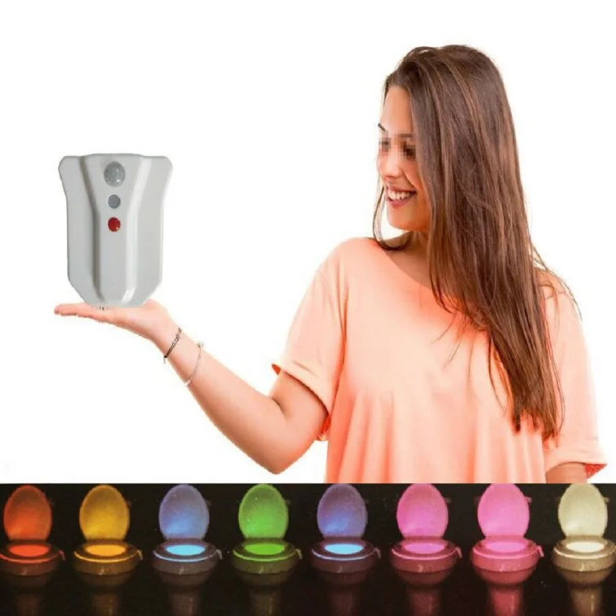 8 цветов светодиодный Туалет светильник Ванная комната для человеческого тела индукционные Туалет ночной Светильник