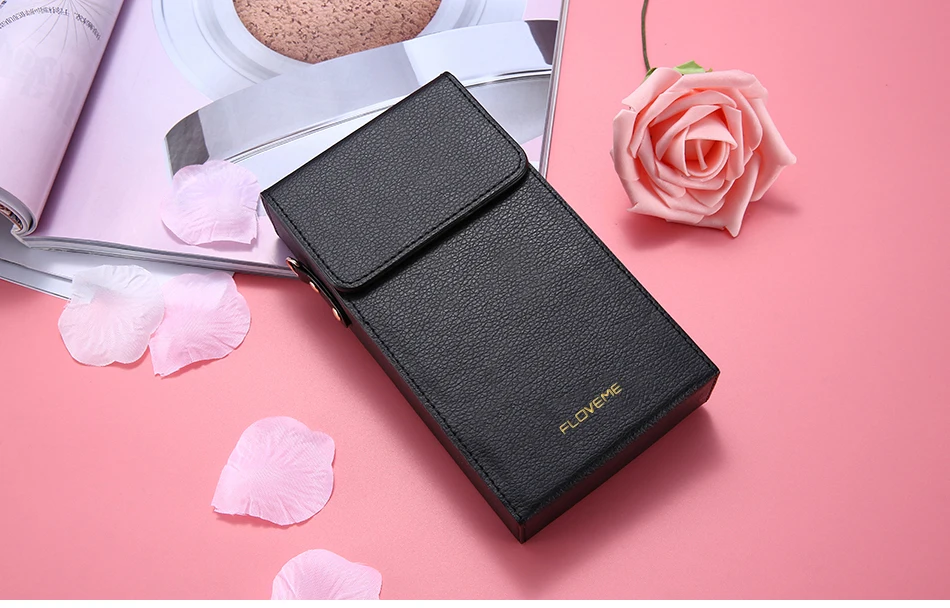 FLOVEME 6 PU Leather Shoulder Phone Bag Wallet Coque Universal Phone Bag For iPhone XR 7 8 Plus For Samsung S6 Pouch With Belt