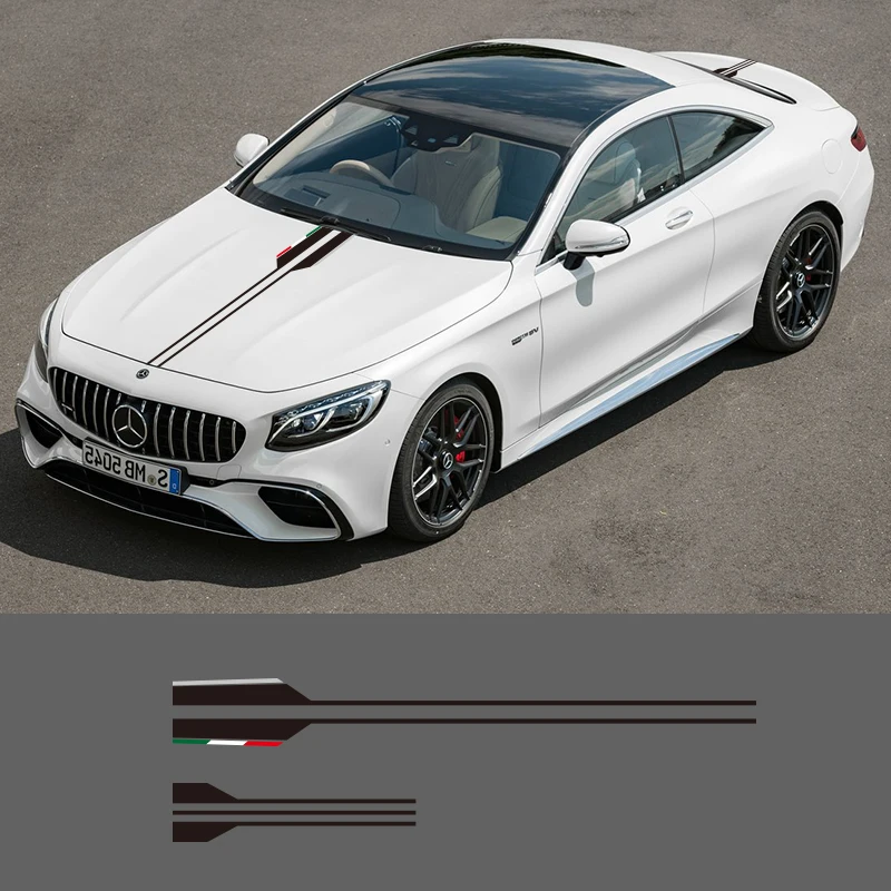 Виниловые наклейки на голову для автомобиля 1 шт. в полоску Mercedes Benz AMG A C E G Class Concept