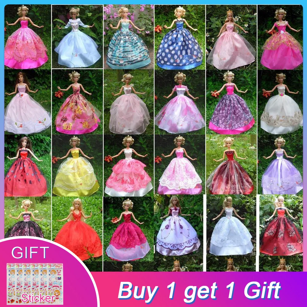 

UCanaan 30 items= Dress + Shoes + Hangers Handmade Gown Dress Clothing For Barbie Doll 40 styles for choose