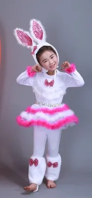 Детский костюм с милым кроликом платье для танцев платье для костюмированной вечеринки с кроликом для взрослых девочек 100-160 см(S-3XL