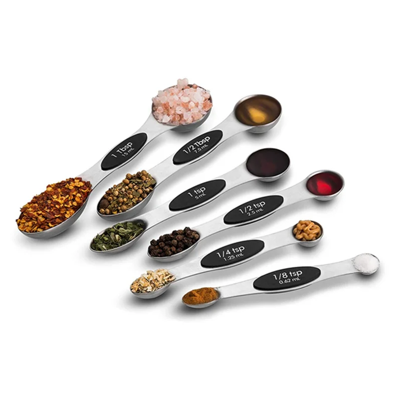 

GOONBQ 5 pcs/set Magnetic Measuring Spoons Stainless Steel Set Measuring Dry And Liquid Ingredient For Kitchen Dropshipping