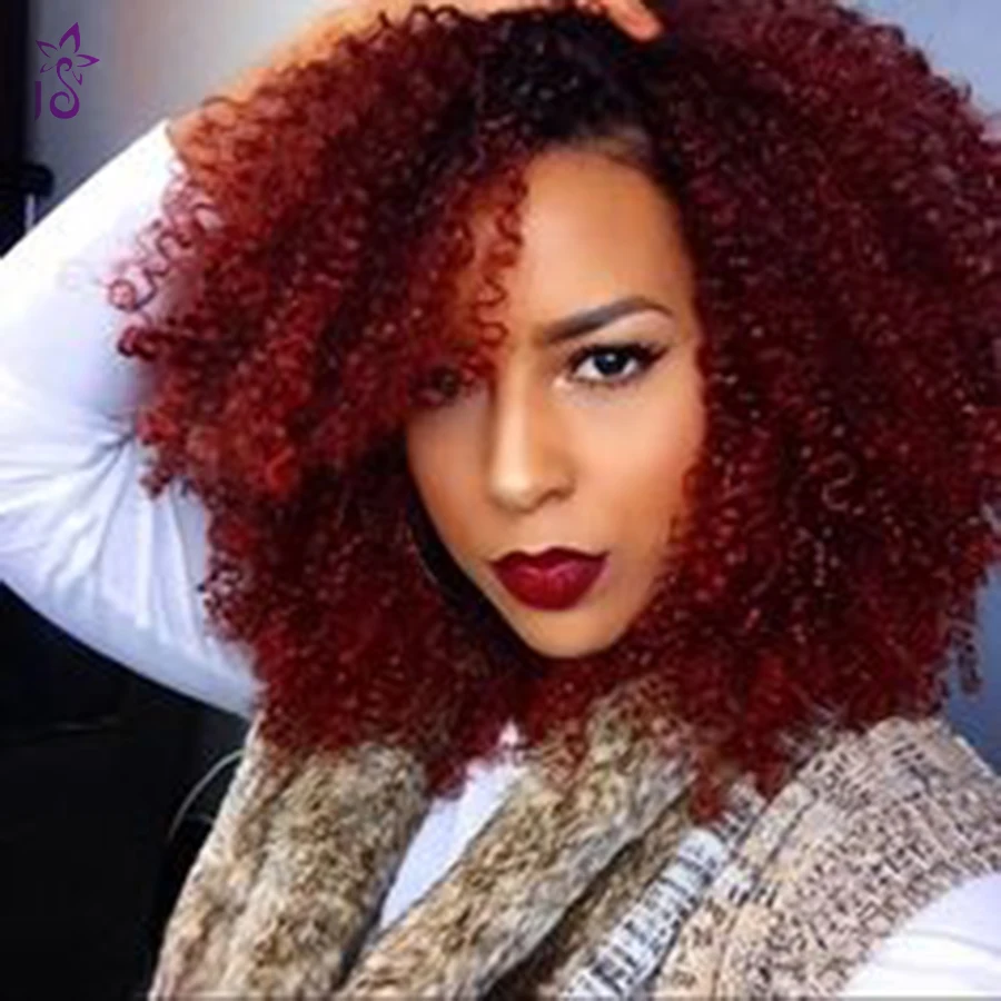 Burgundy Brazilian Afro Kinky Curly Hair 1b 99j Ombre Kinky Curly Hair 