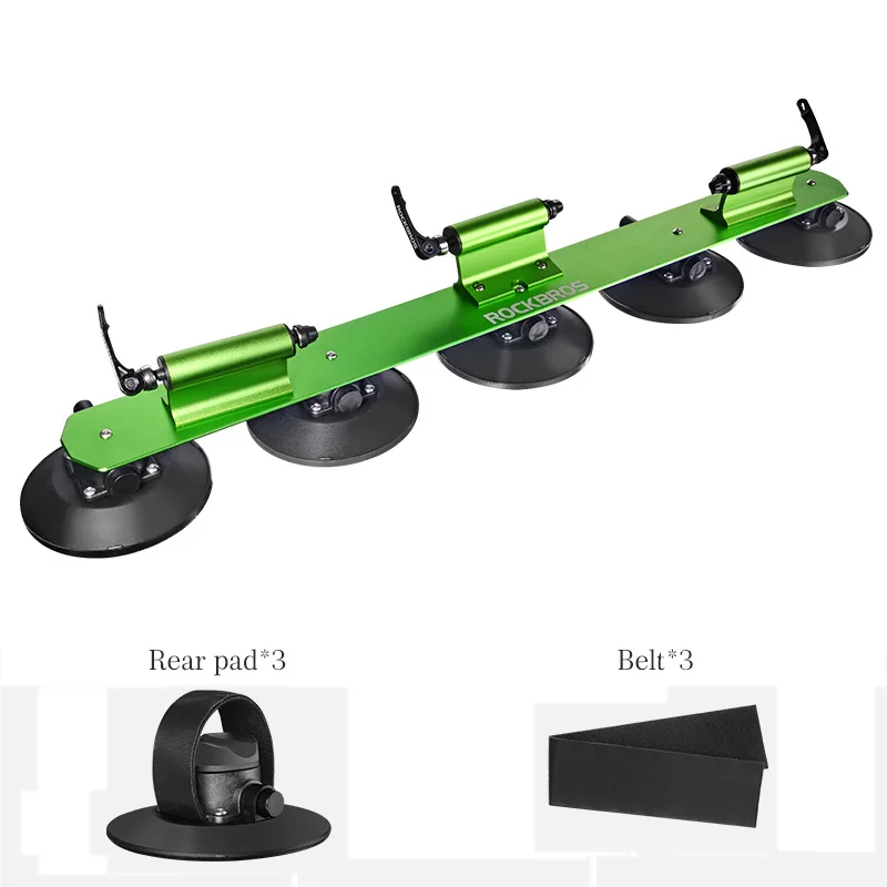ROCKBROS, Бесплатные адаптеры, велосипедные стойки на присосках, автомобильный держатель на крыше, MTB дорожный велосипед, велосипедные стойки на крышу, велосипедные аксессуары - Цвет: 3 Style Green