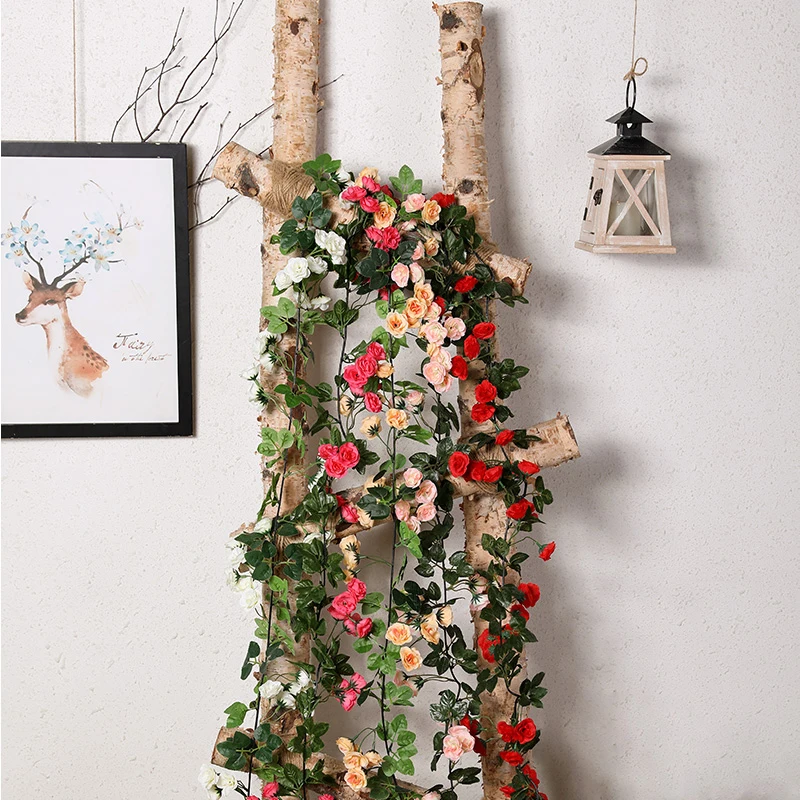 

yumai 170 cm 69 Heads Silk Roses Flower Vine Artificial Decoration Wedding Decor Real Touch Wall Hanging Rose Flowers String