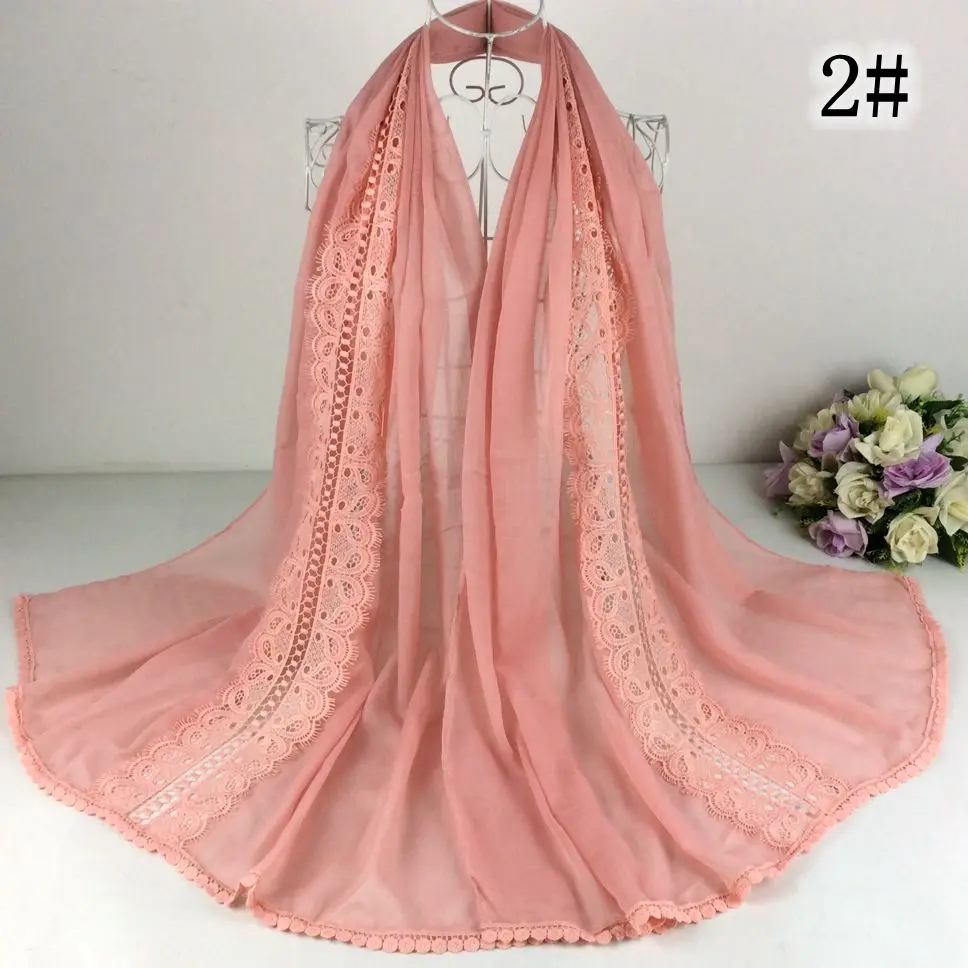 

Cashew Nuts Lace Plain Women Scarf Elegant Design Muslim Hijab 10pcs/lot