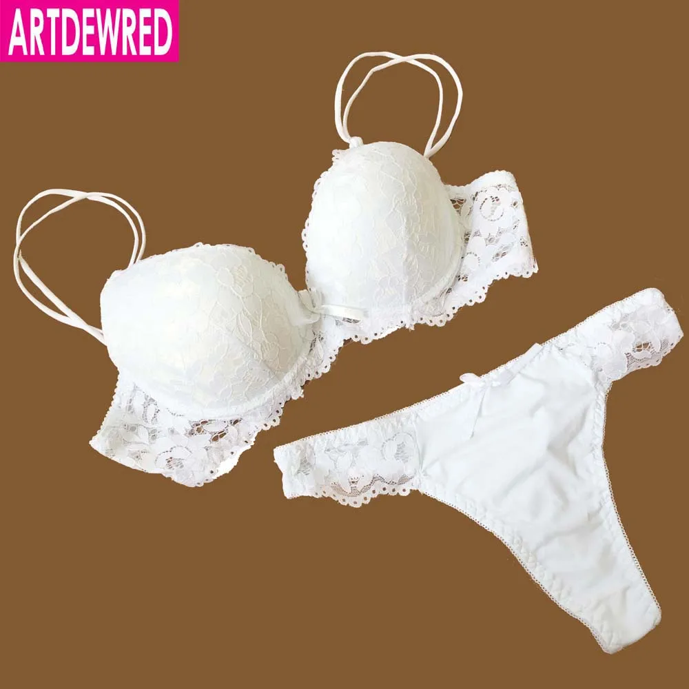 white underwear set ARTDEWRED Brand Temptation Lace Brief Women Bra Set Intimate Plus Size ABC Push Up Bra Brief Sets Sexy Underwear Panty Set cotton bra and panty sets Bra & Brief Sets