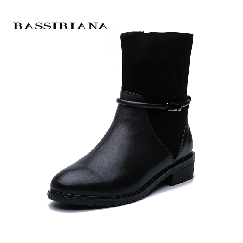 BASSIRIANA 2019 зима новые женские кожаные пинетки чтобы согреться короткий параграф