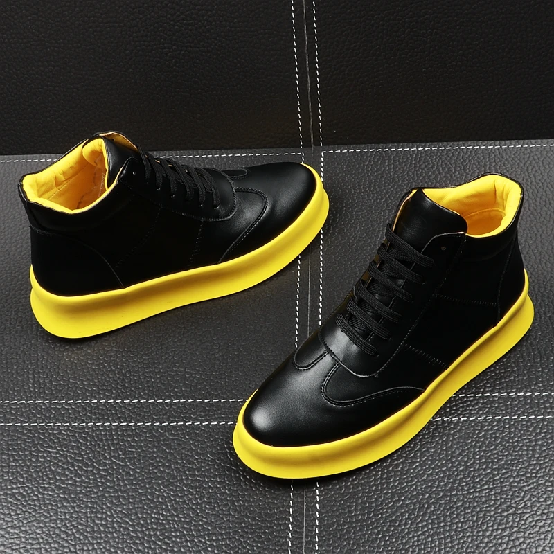Marca Moda Nova Outono Casuais branco Sapatos Fofinho Preto Panda Couro Masculina Homens Primavera High Sneakers Luxo De Altos Dos Botas Top Microfibra 5EqXCOxCw