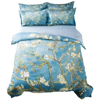

Van Gogh Flower Painting Bedding Set Twin Queen King Size Bedroom Decor Duvet Cover Branches of an Almond Tree in Blossom