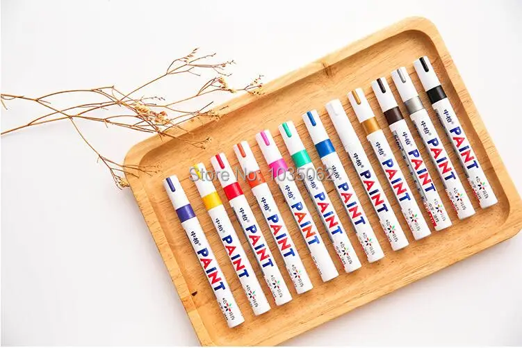 Перманентный маркер для краски S110, ручка для письма на ткани, стекло, дерево, покрышка, масло, фиолетовый/розовый/синий/кофе/золото/серебро