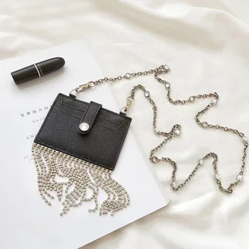 

Purse Luxury Mini Genuine Leather Bag Tassel Diamond Crossbody Bag High Quality Lipstick Pouch Handbag Evening Party Bag