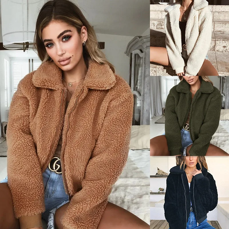 

SWYIVY Furry Bomber Jacket Womens 2019 Winter Coats And Jackets Women Coat Autumn Jacket Women Clothes Streetwear Jackets Coat