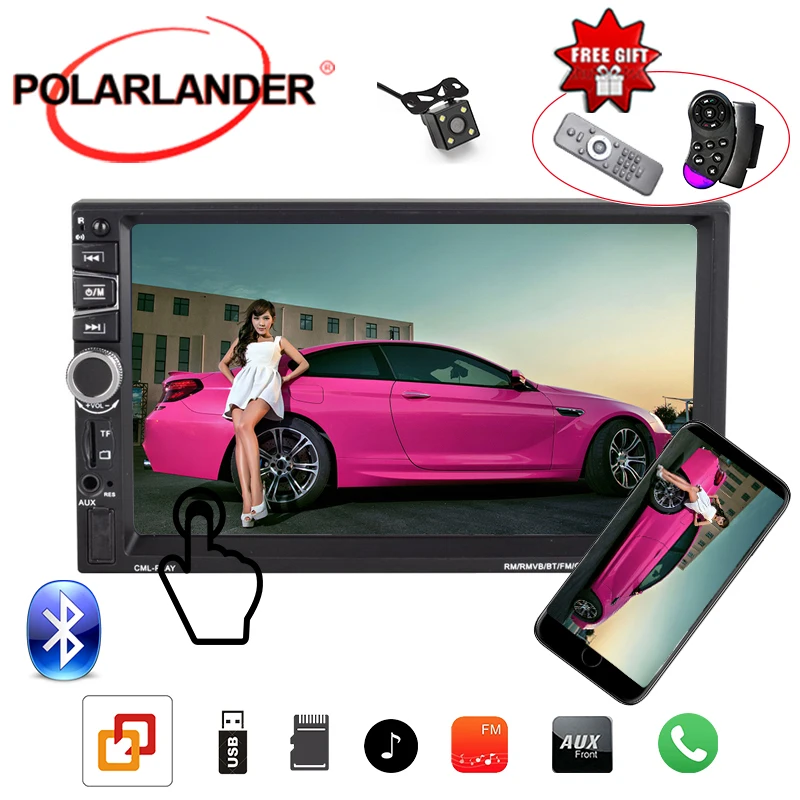 7'✭in автомобильное радио FM/TF/USB/AUX Стерео Bluetooth MP5 Зеркало Ссылка для Android GPS |