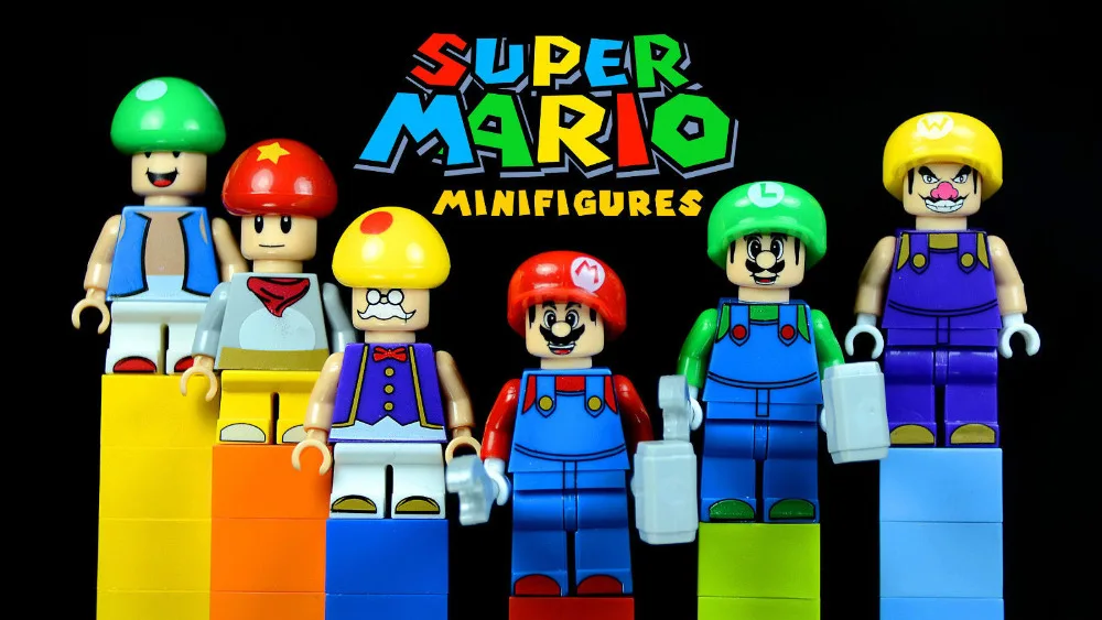

6pcs Super Marios Bros Luigi Mushroom Game Let it go Assemble Building Doll 3D Model minifig Bricks Blocks Kids Toy Gifts