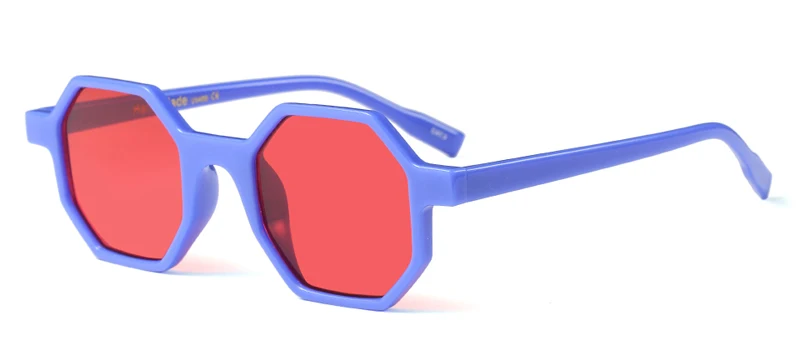 Kachawoo Восьмиугольные Солнцезащитные очки женские винтажные леопардовые оранжевые черные маленькие солнцезащитные очки для мужчин летние пляжные аксессуары - Цвет линз: blue with red