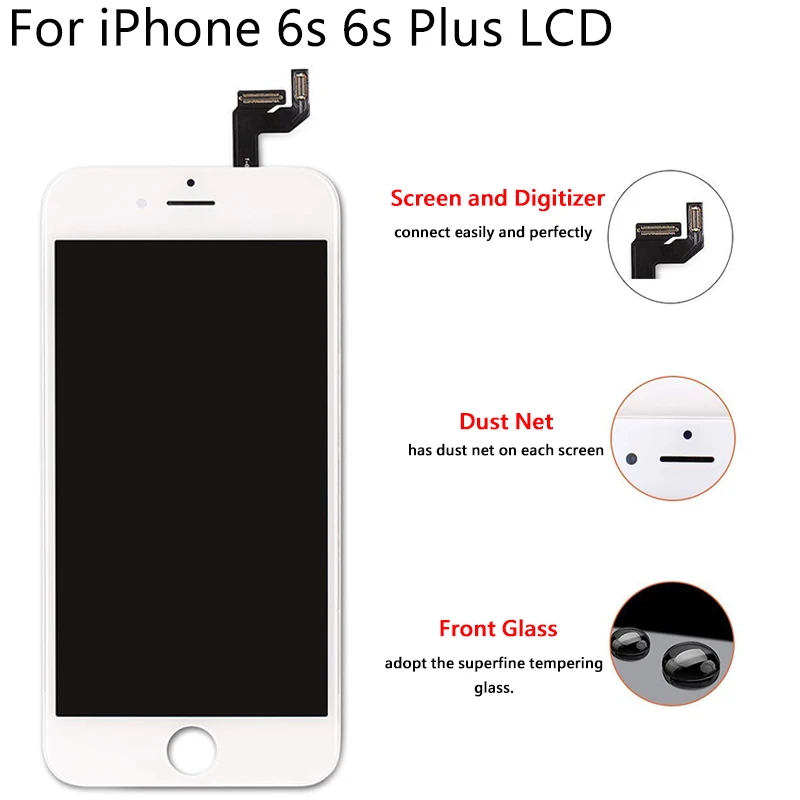 Черный/белый для iPhone 6S 6 S Plus ЖК-дисплей сенсорный экран AAAA дигитайзер сборка протестирован без битых пикселей 3 подарок