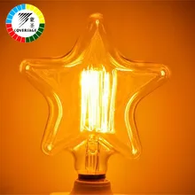 Coversage Эдисона мощностью 40 Вт Ретро Винтаж E27 лампы светильник лампочка 110V в форме сердца в форме звезды Крытый печь светильник Edison ЛАМПЫ Спальня Hotel