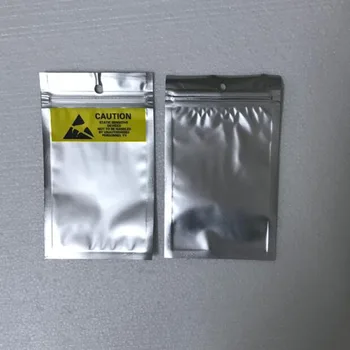 

8x13cm Zip Lock Self Seal Anti Static Bag with Printed Logo ESD Anti-static Packaging Pouch Shielding Bags for headphone cable