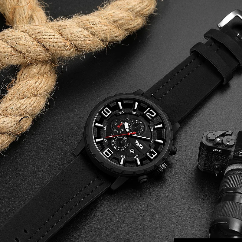 Fashion Sports Watch Men 2019 New Mens Watches Top Brand Luxury Quartz Watch Leather Waterproof Military Clock Relogio Masculino