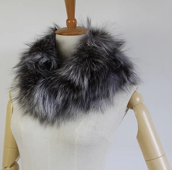 

Winter Fashion Women Real Natural Silver Fox Fur/ Real Crystal Fox Fur Scarf Wraps Stole Shawls Gifts FFS004