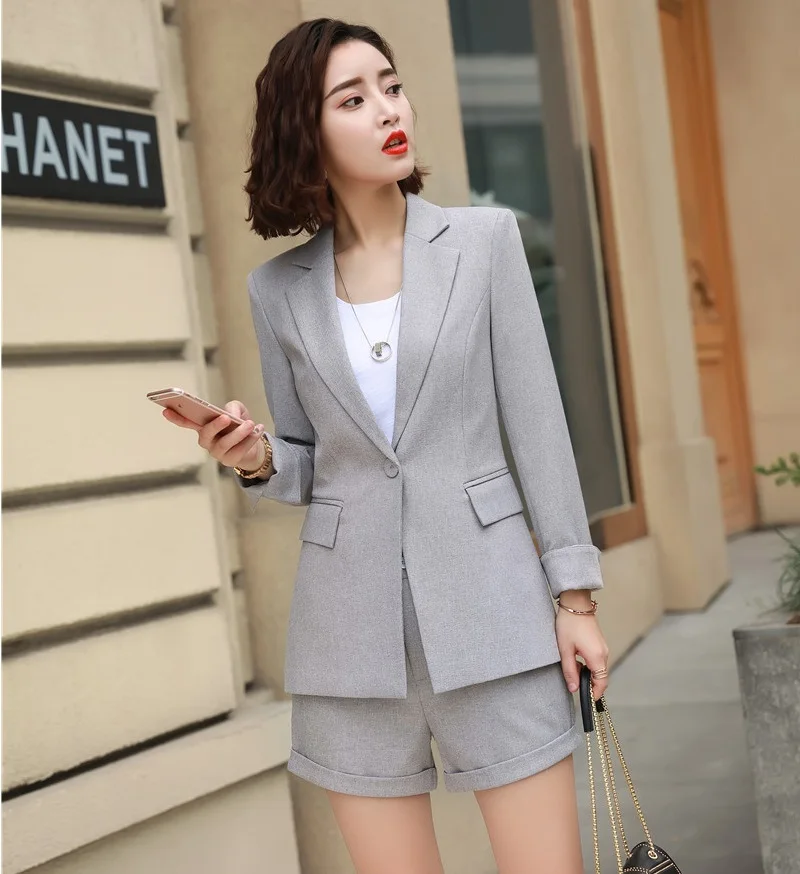 Формальные женские блейзеры и куртки серая рабочая одежда элегантные блейзеры женские офисные форменные стили