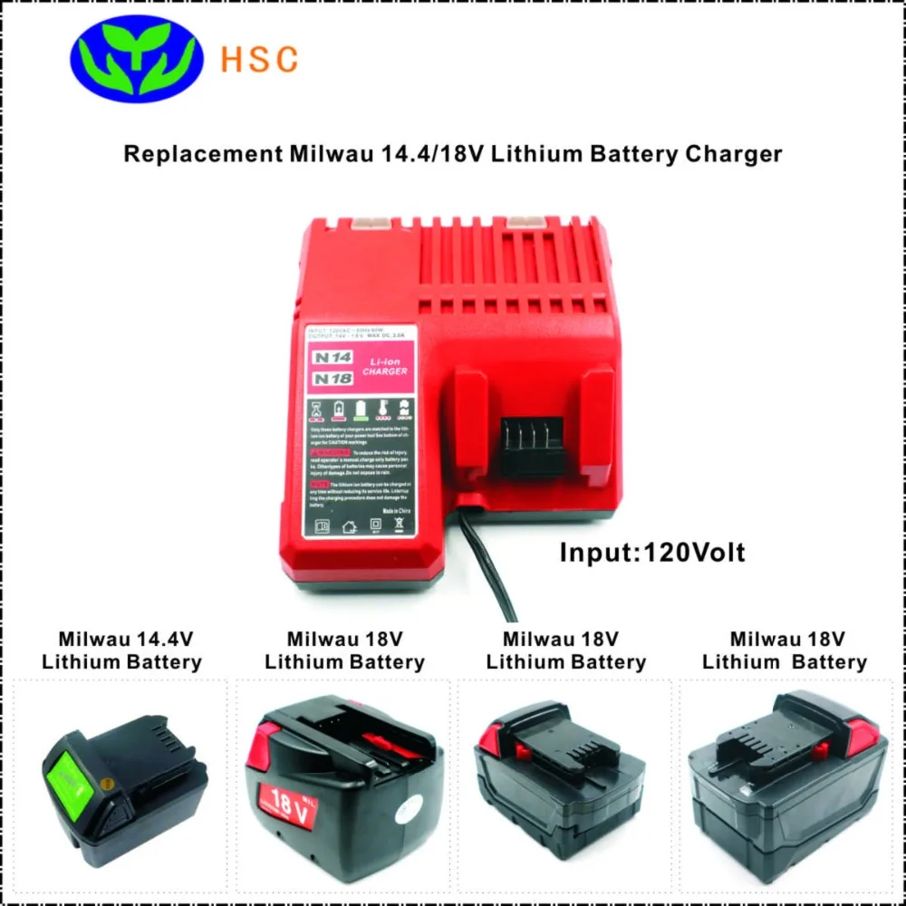 

Mil-CH02.1 Replacement Lithium-ion Battery Charger Charging for Milwau 14.4V/18V 48-11-1850 48-11-1840 48-11-1815 (Input:110V)