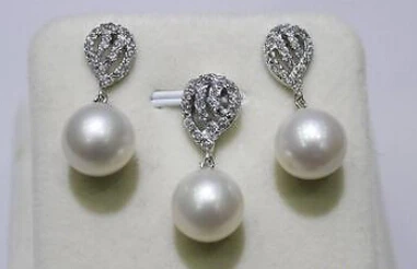 

Miss charm Jew.653 White fresh water pearl Earring 9-9.5mm set Alloy "Handmade