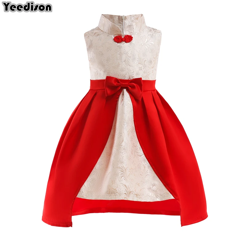 2018 New Girls Dress Floral Print Princess Party Kids Dresses