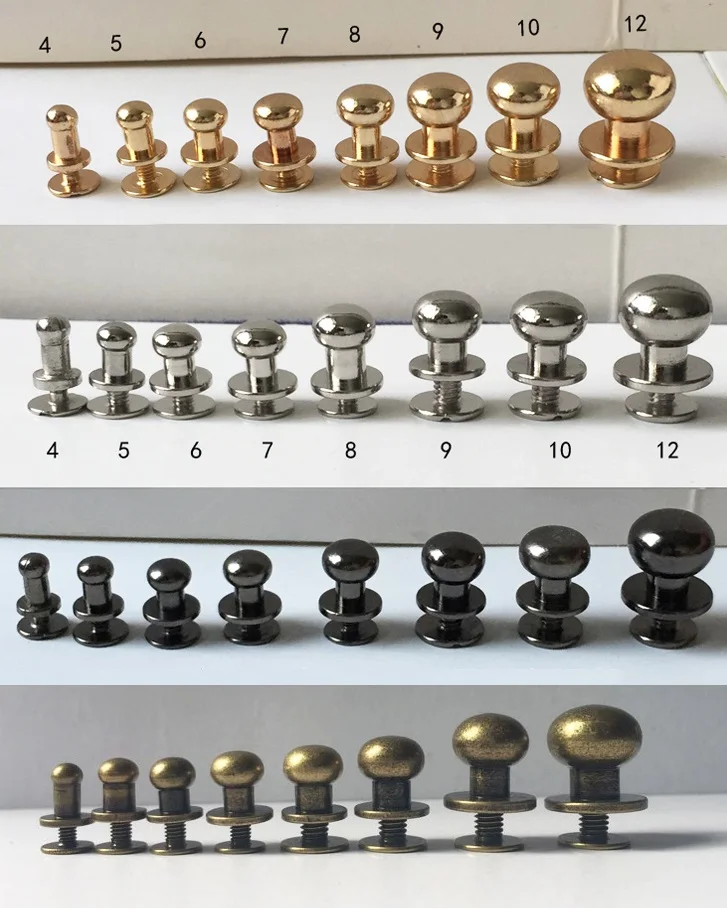 10PCS/LOT Solid Brass Round Button Studs,Leather Craft Belt Studs Nail