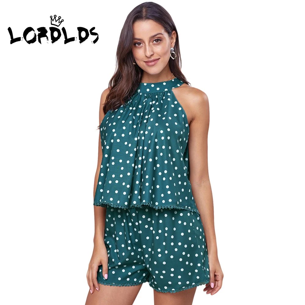 green polka dot playsuit