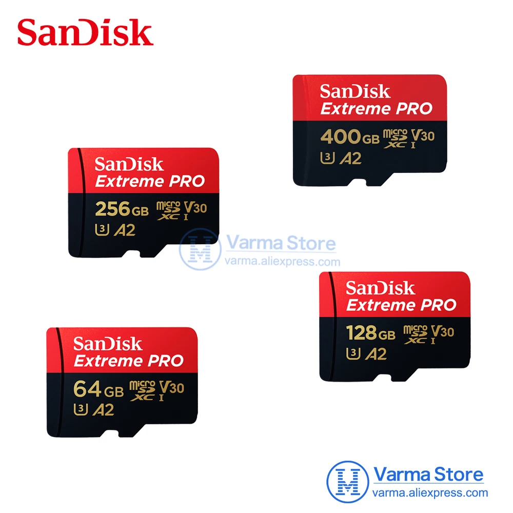 Двойной Флеш-накопитель SanDisk A2 64 Гб 128 ГБ 256 Гб карта памяти MicroSD C10 V30 U3 4K Extreme Сверхбыстрая скорость чтения 170 МБ/с. скорость записи 90 МБ/с