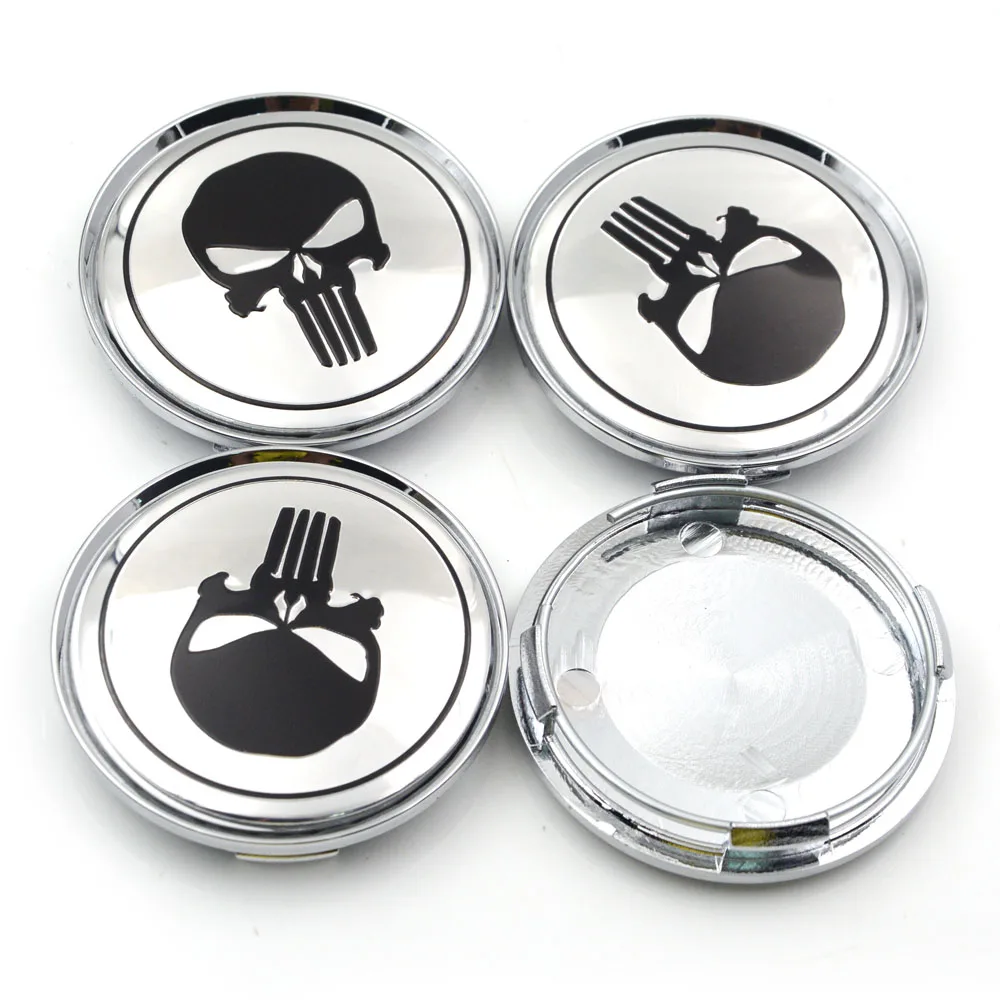 

Gzhengtong 4pcs 63mm Punisher Wheel Center Caps Emblem Badge Car Covers Hub Cap For VW for Punisher Car Styling Sliver Color