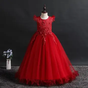 

baby girl clothes Embroidery Flower girl dress long Birthday party Wedding presiding Stage performance Gauze tutu dress