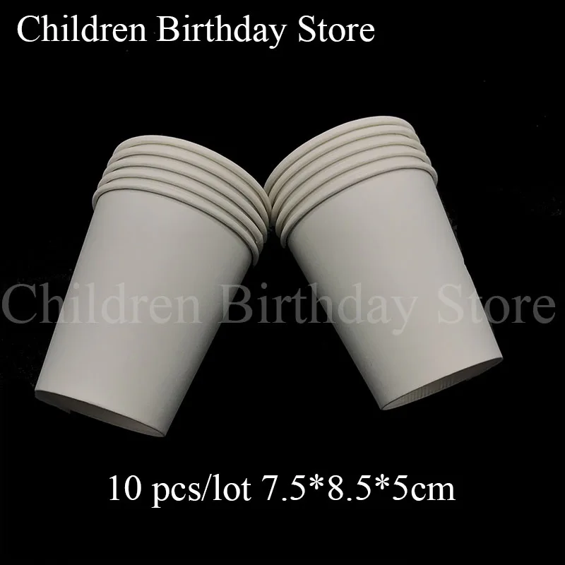 10pcs grey theme paper cups solid color disposable plain birthday party decorations gray | Дом и сад