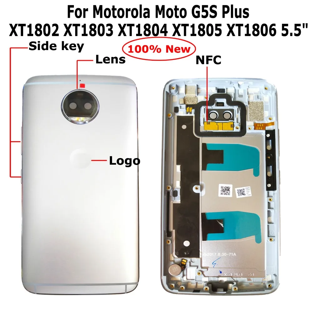 

100% Orig New + NFC 5.5" For Motorola Moto G5S Plus XT1802 XT1803 XT1804 XT1805 XT1806 back Door Housing Battery Door Cover
