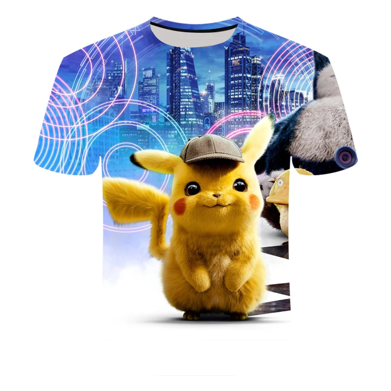 

2019Pokemon Detective Pikachu 3D Printed Children T-shirt Fashion Summer Short Sleeve 2019 NEW Streetwear kids laige size 6XL