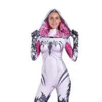 2019 женский костюм паук Гвен Стэйси для девочек костюм для косплея худи Человек-паук спандекс лайкра зентай костюм боди супергероя