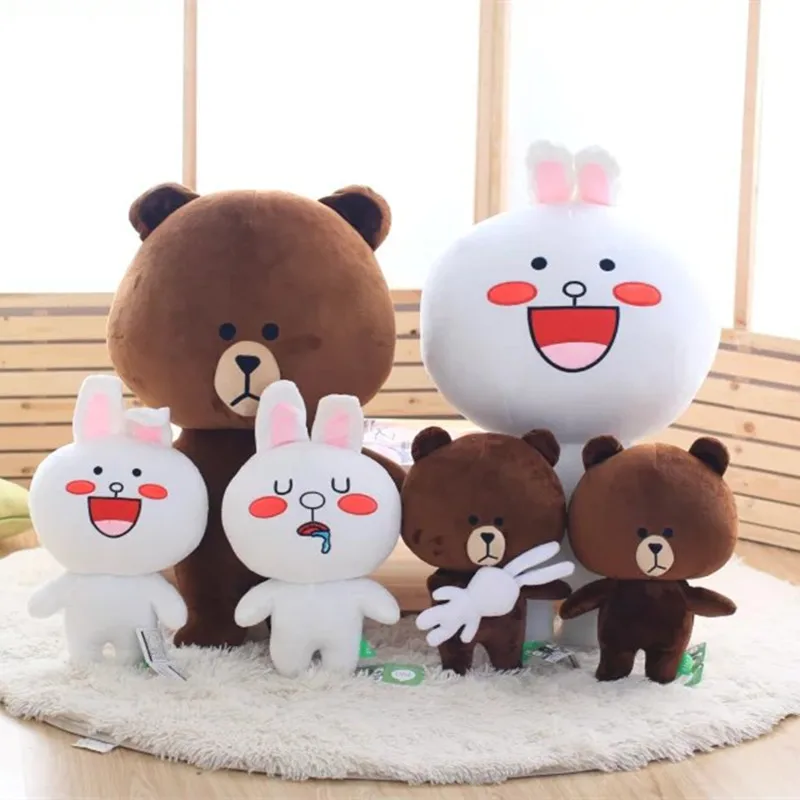 36 см/14 дюймов Kawaii бурый медведь и кролик Кони аниме чучело Плюшевые игрушки Корейский мультфильм рисунок мягкая детская кукла подарки на