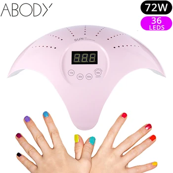 

Abody 72W UV Lamps Nail Lamp 36 LED ice Nail Dryer Gel Polish Curing Machine All for SUN UV Manicure 2 two hands nails art